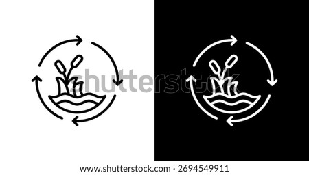 Wetlands Conservation White Icon Set Design