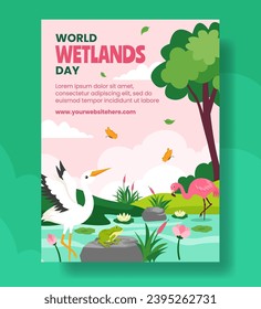 Wetlands Day Vertical Poster Flat Cartoon Hand Drawn Templates Background Illustration