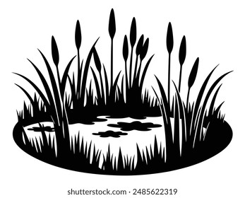 Wetlands Marshy Plants Silhouette art