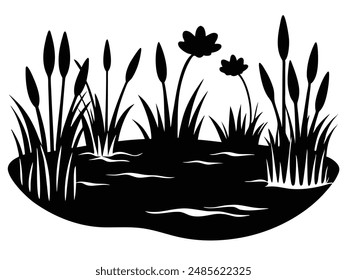 Humedales Marshy Plantas Arte de silueta