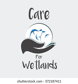 Wetlands vector over color background