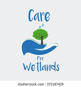 Wetlands vector over color background