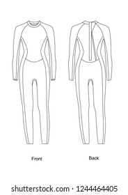 Wetsuit with back zip, vector art