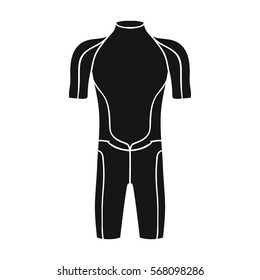 Wetsuit icon in black style isolated on white background. Surfing symbol stock vector illustration.