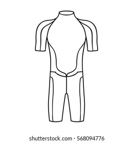 Wetsuit icon in outline style isolated on white background. Surfing symbol stock vector illustration.
