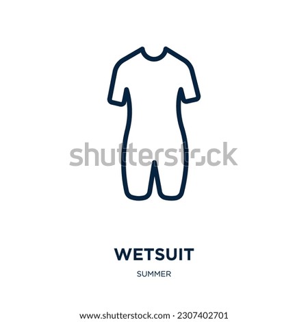 wetsuit icon from summer collection. Thin linear wetsuit, equipment, sea outline icon isolated on white background. Line vector wetsuit sign, symbol for web and mobile 商業照片 © 