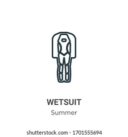 Wetsuit outline vector icon. Thin line black wetsuit icon, flat vector simple element illustration from editable summer concept isolated stroke on white background