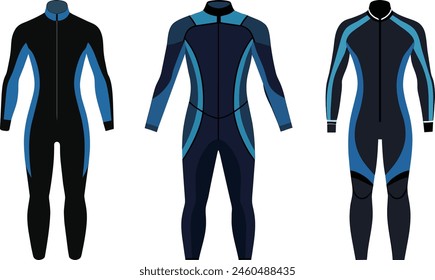 Wetsuit for scuba diving. Vector illustration isolated on white background.