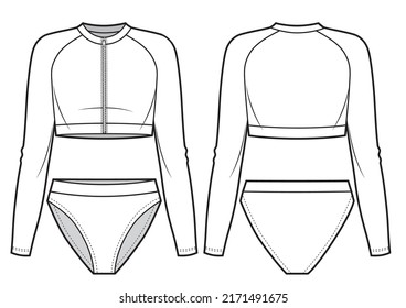 Wetsuit, swimsuit surfing. 2 pieces bodysuit top with zipper on front and pants.