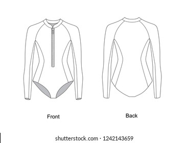 Wetsuit, vector art. Bodysuit. Swimsuit surfing.