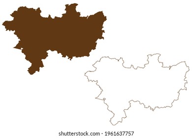 Wetteraukreis district (Federal Republic of Germany, rural district Darmstadt region, State of Hessen, Hesse, Hessia) map vector illustration, scribble sketch Wetteraukreis map