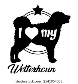 Wetterhoute Hund Silhouette, ich liebe meinen Hund, Hund, Hunderassen, Logo, Vektor, Silhouette, Tier, Abbildung, Symbol, Zeichen, schwarz, Haustier,