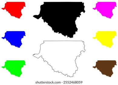 Wetzel County, Estado da Virgínia Ocidental (EUA, Estados Unidos da América, EUA, EUA) mapa ilustração vetorial, esboço de rabisco Mapa de Wetzel