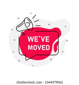 We`ve moved abstraction red stamp vector isolated on white background. Vector illustration.