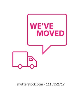 We've moved announcement design. Vector image isolated on white background