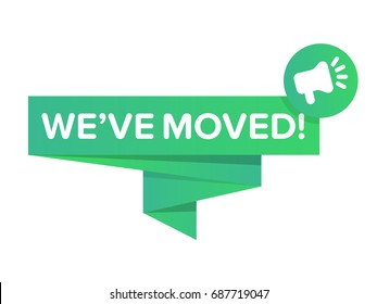 We've moved badge vector with speech bubble and megaphone icon. Isolated.