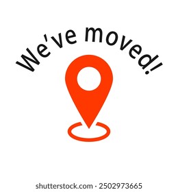 Weve Moved map pointer icon. Clipart image isolated on white background