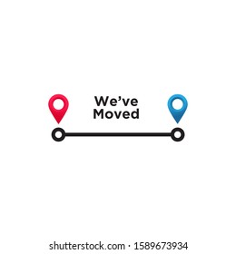 we've moved minimal icon with pin. Moving office sign. vector illustration