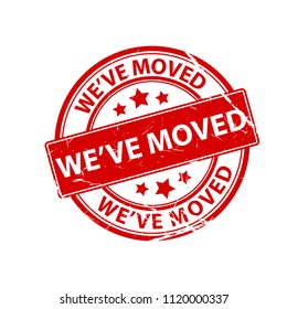 We've Moved stamp. Moving office sign. Clipart image isolated on white background