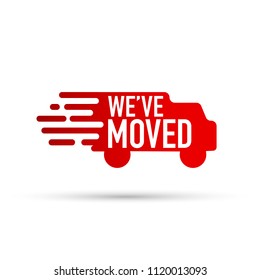 We've moved. Truck icon with grunge effect. Vector illustration on white background.