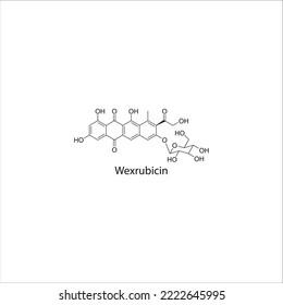 Wexrubicin flache skelettale Molekularstruktur Potenzielles Antibiotikum, das in der Behandlung eingesetzt wird. Vektorgrafik.