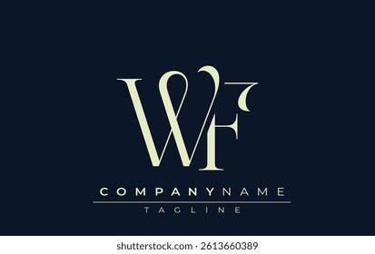 WF abstract Logo. Elegantly Designed Minimalist Monogram Logo with Stylish Lettering. Sophisticated and sleek minimalist monogram showcasing unique lettering design.