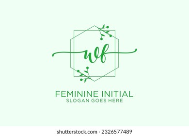 WF beauty monogram and elegant logo design handwriting logo of initial signature, wedding, fashion, floral and botanical with creative template.