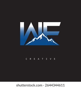 WF Creative Mountain Logo Bold Gradient Letter mark Branding Design for Business Outdoor Brands