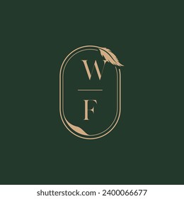 WF concepto de plumas nupcias monograma diseño del logo como inspiración