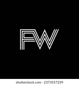 WF o FW ‍ abstracta ilustración artística de diferentes colores. Diseño de logotipo o diseño de icono o de monograma.