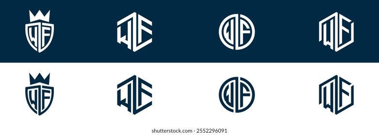 Diseño de conjunto de logotipos de letras WF FW