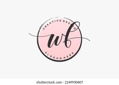 WF handwriting logo with circle template vector signature, wedding, fashion, floral and botanical with creative template.