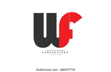 WF-Symbol-Monogramm-Buchstaben Textalphabet Logo-Design