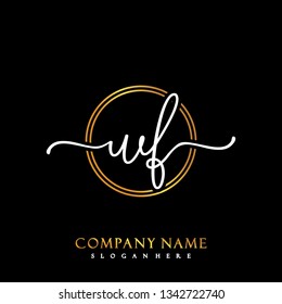 WF Initial Handwriting logo template vector