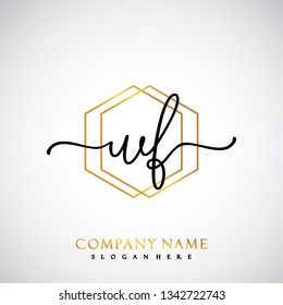 WF Initial Handwriting logo template vector