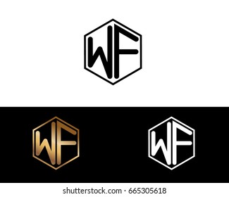 WF initial letters linked with hexagon shape logo

