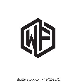 WF initial letters looping linked hexagon monogram logo