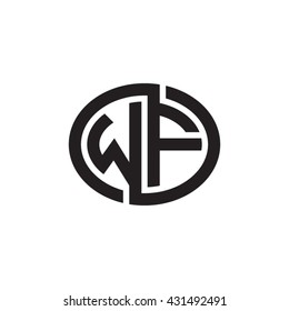 WF initial letters looping linked ellipse monogram logo
