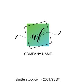 WF Initial logo handwriting typographic template