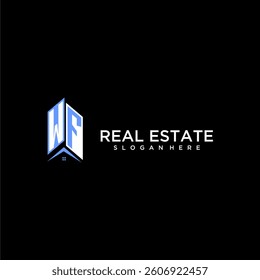 WF initial monogram building and roof logo for real estate