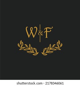 WF initial monogram wedding with creative leaf line