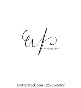 WF initial signature logo. Handwriting logo template vector