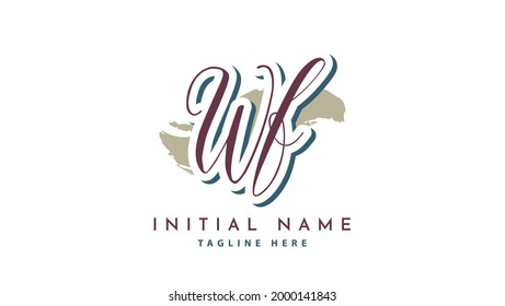 WF Initials, handwriting logo vector
