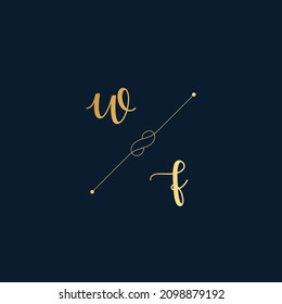 WF Initials letter alphabet watercolor logo branding set collection, Feminine logotype template in elegant artistic style. Feminine luxury logo design template.