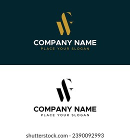 WF Initials Letter Monogram Gold Minimalist Vector Logo