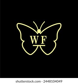 WF Initials Luxury Butterfly logo Vector illustration