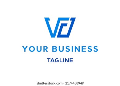 Einfache Beschriftung des Logos W und F monogramm, geometrisch basierend, die ein digitales Aussehen formen. Sehr geeignet für Technologie, Start-up oder Web-Entwickler Logo.
