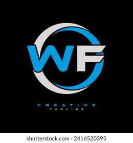 WF letter logo design on black background. WF  creative initials letter logo concept. WF  letter design.
