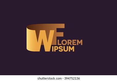 WF letters logo, W and F letters logo alphabet design.