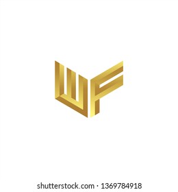 WF Logo letter initial 3d designs templete with gold colors